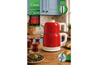Kiwi KTM-2921 1800W ve 2.2 L Su Isıtıcı ve 1.2 L Demlik  90 Derece Sıcak Tutma Paslanmaz Çelik Çay Makinesi