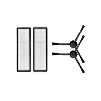 Xiaomi Mop 2 Pro PLUS + (Dikkat! 3D GLOBAL) Uyumlu Yedek Hepa Filtre ve Yan Fırça-4 Parça