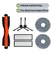 Robotyedek Xiaomi X20 Max X20 Pro (Plus Değil) Uyumlu Yedek Siyah Fırça Hepa Filtre Mop Seti-7 Parça