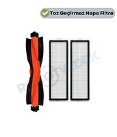 Robotyedek Xiaomi X20 Max X20 Pro (Plus Değil) Uyumlu Yedek Siyah Ana Fırça ve Hepa Filtre-3 Parça