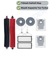Robotyedek Roborock QRevo Master Uyumlu Ana Fırça Hepa Filtre Beyaz Yan Fırça Mop Toz Torbası 9 Parça