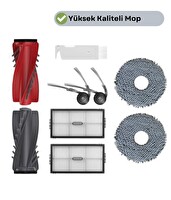 Robotyedek Roborock QRevo Edge 2 Pro Uyumlu Fırça Hepa Filtre Mop Seti - 8 Parça