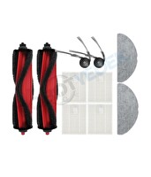 Robotyedek Roborock Q8 ve Q8 Plus RRA0TCP (MAX - PRO DEĞİL!!) Uyumlu Ana Fırça Hepa Filtre Mop bez Yan Fırça - 10 Adet