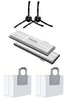 Rovexa Roborock S8 Sonic Uyumlu 2 Adet Hepa Filtre 2 Adet Siyah Yan Fırça 2 Adet Toz Torbası