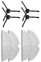 Rovexa Roborock Q8 & Q8 Max Uyumlu 4 Adet Siyah Yan Fırça 4 Adet Mop Fiber Paspas