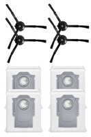 Rovexa Roborock QRevo MaxV Uyumlu 4 Adet Siyah Yan Fırça 4 Adet Toz Torbası