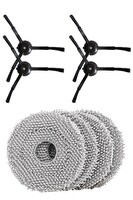 Rovexa Roborock QRevo S Uyumlu 4 Adet Siyah Yan Fırça 4 Adet Mop Fiber Paspas