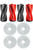 Rovexa Roborock QRevo Edge Uyumlu 2 Adet Ana Fırça 4 Adet Mop Fiber Paspas