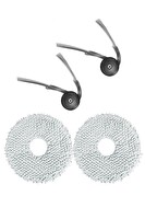 Rovexa Roborock QRevo Edge Uyumlu 2 Adet Yan Fırça 2 Adet Mop Fiber Paspas