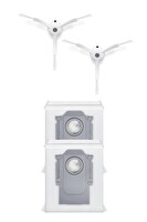 Rovexa Roborock QRevo Plus Uyumlu 2 Adet Beyaz Yan Fırça 2 Adet Toz Torbası