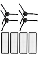 Rovexa Roborock QRevo Plus Uyumlu 4 Adet Hepa Filtre 4 Adet Siyah Yan Fırça