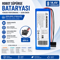 İnfostar Xiaomi Mi Robot Vacuum Mop Pro ile Uyumlu Robot Süpürge Pili 14-4V 5200 mAh