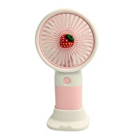 Bigmate YM88146A Taşınabilir Serinletici Şarjlı Vantilatör Tek Kademeli Hız Ayarlı Mini El Fanı Pembe
