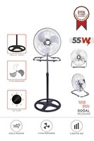 Torima SF-03 Gümüş Ayarlanabilir 18'' Ayaklı 55W 3 Kademe 3 Pervaneli Vantilatör Fan