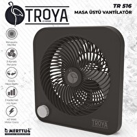 Troya TR-516 Masaüstü Vantilatör 3 Kanatlı 3 Kademeli Vantilatör