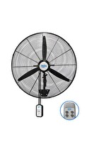 Hims HEF-DK750 210W 75 CM 3 Kanat Kumandalı Sanayi Tipi Duvar Vantilatörü Siyah