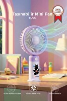 Torima F56 Şarjlı El Vantilatörü Masaüstü Stantlı 3 Kademeli Taşınabilir Mini Fan Mor