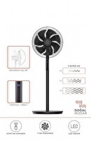 Başkenttekno  SF02 7 Pervaneli 3 Kademeli Kumandalı Dijital Ekranlı Ayaklı 16" 60W Fan Vantilatör Siyah