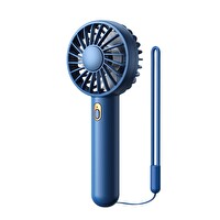 Warmco K30 Taşınabilir Şarjlı Mini El Vantilatörü 1800mAh 3 Kademeli Standlı Soğutucu Fan Lacivert