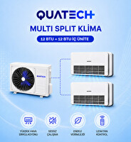 Quatech Multi Split Klima 12.000 + 12.000 Btu/h 1 Dış Ünite 24000 Btu/h A++ Enerji Sınıfı Konsol Tipi Inverter Klima