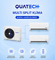 Quatech Multi Split Klima 12.000 + 12.000 Btu/h 1 Dış Ünite 24000 Btu/h A++ Enerji Sınıfı Duvar Tipi Inverter Klima