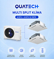 Quatech Multi Split Klima 12.000 + 24.000 Btu/h 1 Dış Ünite 36000 Btu/h A++ Enerji Sınıfı Kaset Tipi Inverter Klima