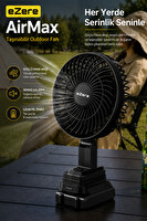 Ezere ST-7997 AirMax Şarjlı Taşınabilir Outdoor Fan Siyah Vantilatör