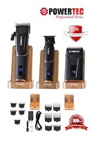 Powertec TR-5400 Saç-Sakal Günlük Tıraş Ense Çizim Profesyonel Berber Tıraş Makinesi 3'lü Set