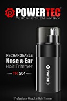 Powertec TR-504 Profesyonel Şarjlı Burun-Kulak Kılı Tıraş Makinesi (9600 RPM)