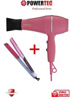 Powertec TR-501 Profesyonel Pembe Renkli Fön - TR-2830 IonTech Saç Düzleştirici