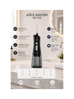 Torima Dijital Ekranlı Şarjlı Ağız Duşu 2 Modlu Taşınabilir Ağız Bakım Cihazı OC02 Siyah