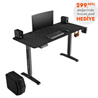 Adore AGT-140EL-QQ-1 Gaming Yükseklik Ayarlı 140x73-118x60 CM Siyah Oyuncu Bilgisayar Masası+Mouse Pad