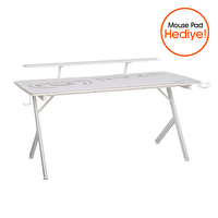 Adore Mobilya Ryze Castle Karbon Fiber RGB Gaming Masası - Beyaz 160x80x76 cm