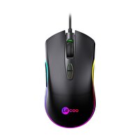 Lecoo MS108 RGB Led Aydınlatmalı 6400 Dpi 7 Tuşlu Siyah Gaming Oyuncu Mouse