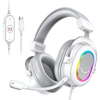 Fifine Ampligame H6 7.1 RGB Mikrofonlu Beyaz Oyuncu Kulaklık