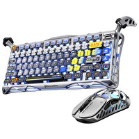 GravaStar Mercury K1 Pro+X Kablosuz RGB Işıklı Mekanik Q Uzay Gri Gaming Klavye ve Optik Mouse Seti