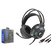 Hadron G885 RGB Ledli Mikrofonlu 2x3.5 MM AUX 2 MT Kablolu Kulaküstü Oyuncu Kulaklığı - Siyah