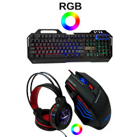 Snrelk Sencrom RGB Gaming Klavye - Mouse - Kulaklık Full Oyuncu Klavye Set