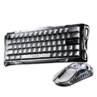 GravaStar Mercury V60 Pro HE 8kHz Kablolu Manyetik Klavye XPro 32K DPI Kablosuz Mouse Oyuncu Seti Chrome Silver