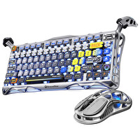 GravaStar Mercury K1 Pro Mekanik Gaming Klavye Ve M1 Pro Kablosuz Optik Mouse Seti Interstellar - Silver