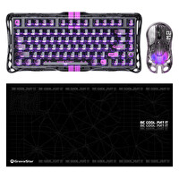 GravaStar V75 Lite Manyetik Kablolu Gaming Klavye M2 Kablosuz Optik Mouse Ve Mousepad Oyuncu Seti - Transparent Siyah