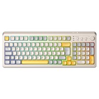 Aula S99 Retro RGB 3 Modlu Bluetooth-2.4GHz-USB-C Makrolu Türkçe Q Klavye Sarı