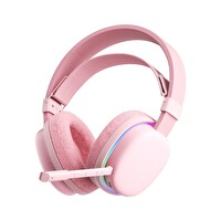 Aula G7 Tri Mode Kablosuz RGB Gaming 40 MM Driver Gürültü Engelleyici Mikrofonlu E-Spor Oyuncu Kulaklığı Pembe