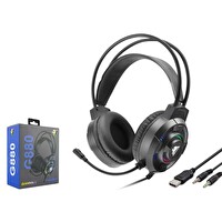 Hadron G880 RGB Ledli Mikrofonlu 2x3.5 MM AUX 2 M Kablolu Siyah Kulaküstü Oyuncu Kulaklığı