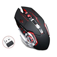 Upway Kablosuz Sessiz RGB LED Işıklı Şarjlı Ergonomik 2400DPI Siyah Oyuncu Faresi