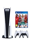 Sony Playstation 5 Diskli 825 GB Oyun Konsolu + 2. Dualsense Kol + Pes 2021 (İthalatçı Garantili)