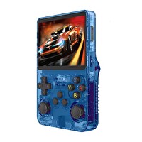 ScHitec 3.5" OTG Çıkışlı Taşınabilir Retro Oyun Konsolu 15000+ Oyunlu El Atari Şeffaf Mavi R36S