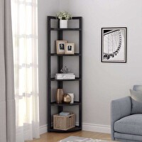 Zizuva Tasarım 35x30x150 CM Siyah Köşe Kitaplık