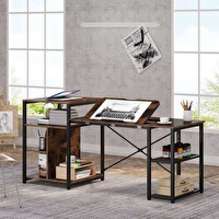 Zizuva Tasarım 180x60x90 CM Raflı Ceviz Çizim Masası