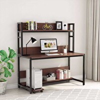 Zizuva Tasarım 135x60x120 CM Ceviz Raflı Çalışma Masası